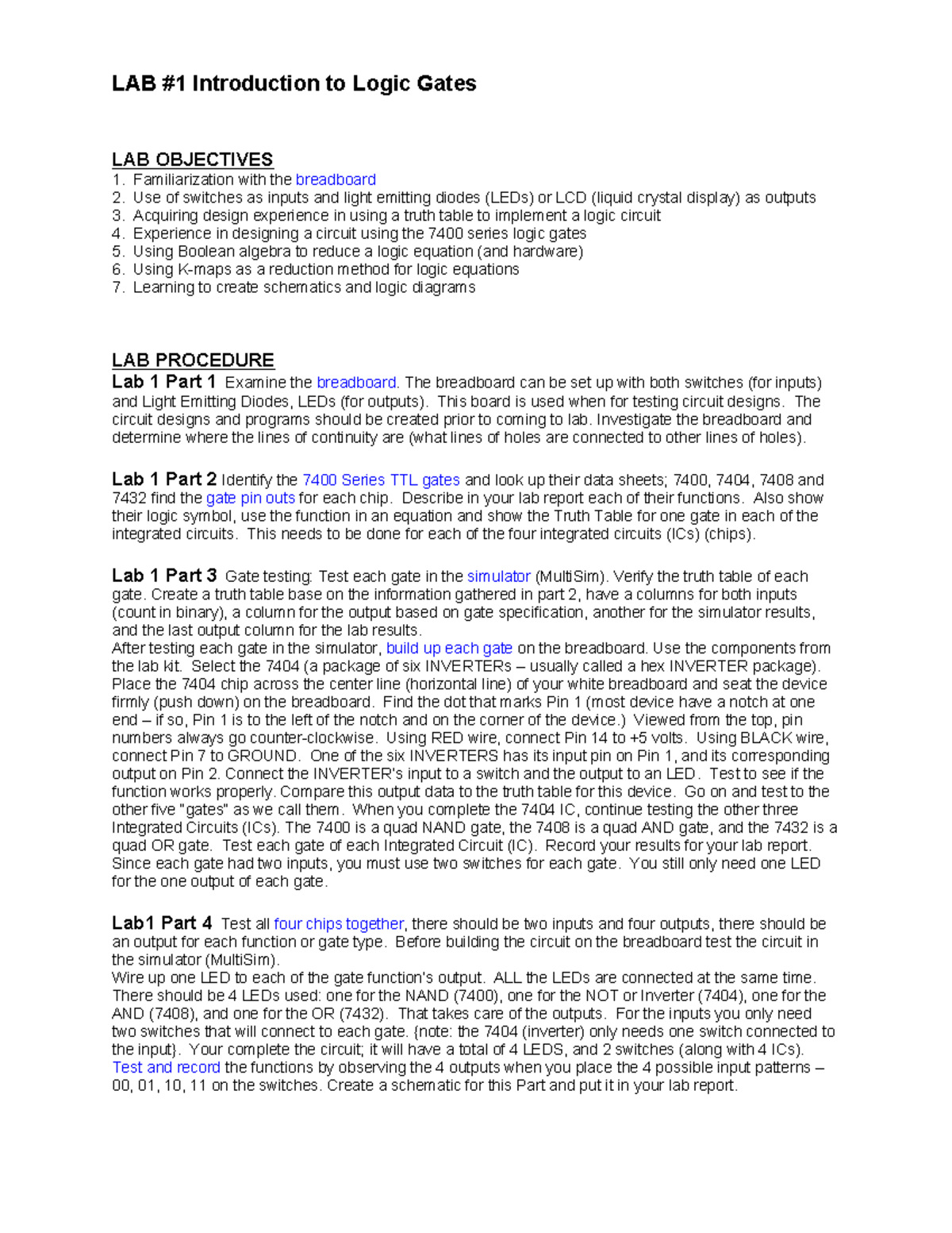 Cp E64-Lab1 - Hey gs - LAB #1 Introduction to Logic Gates LAB ...