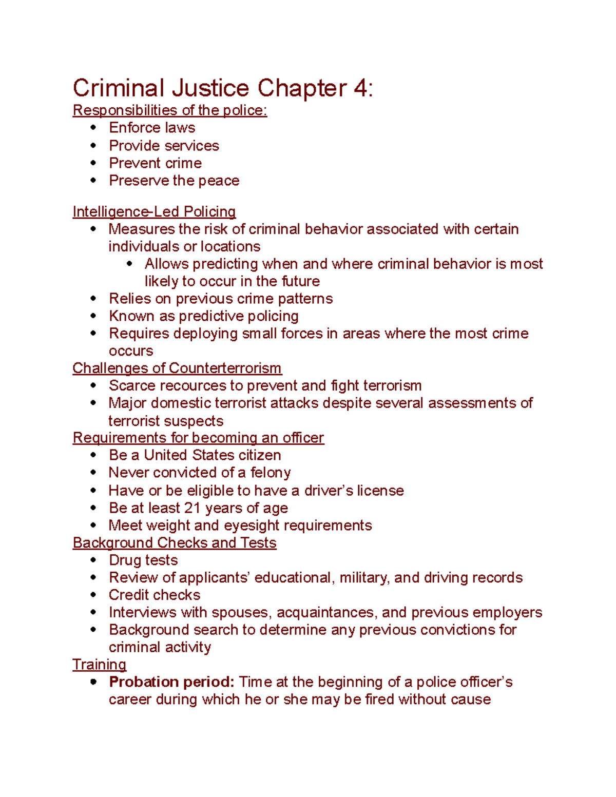 Criminal Justice Chapter 4 - Studocu