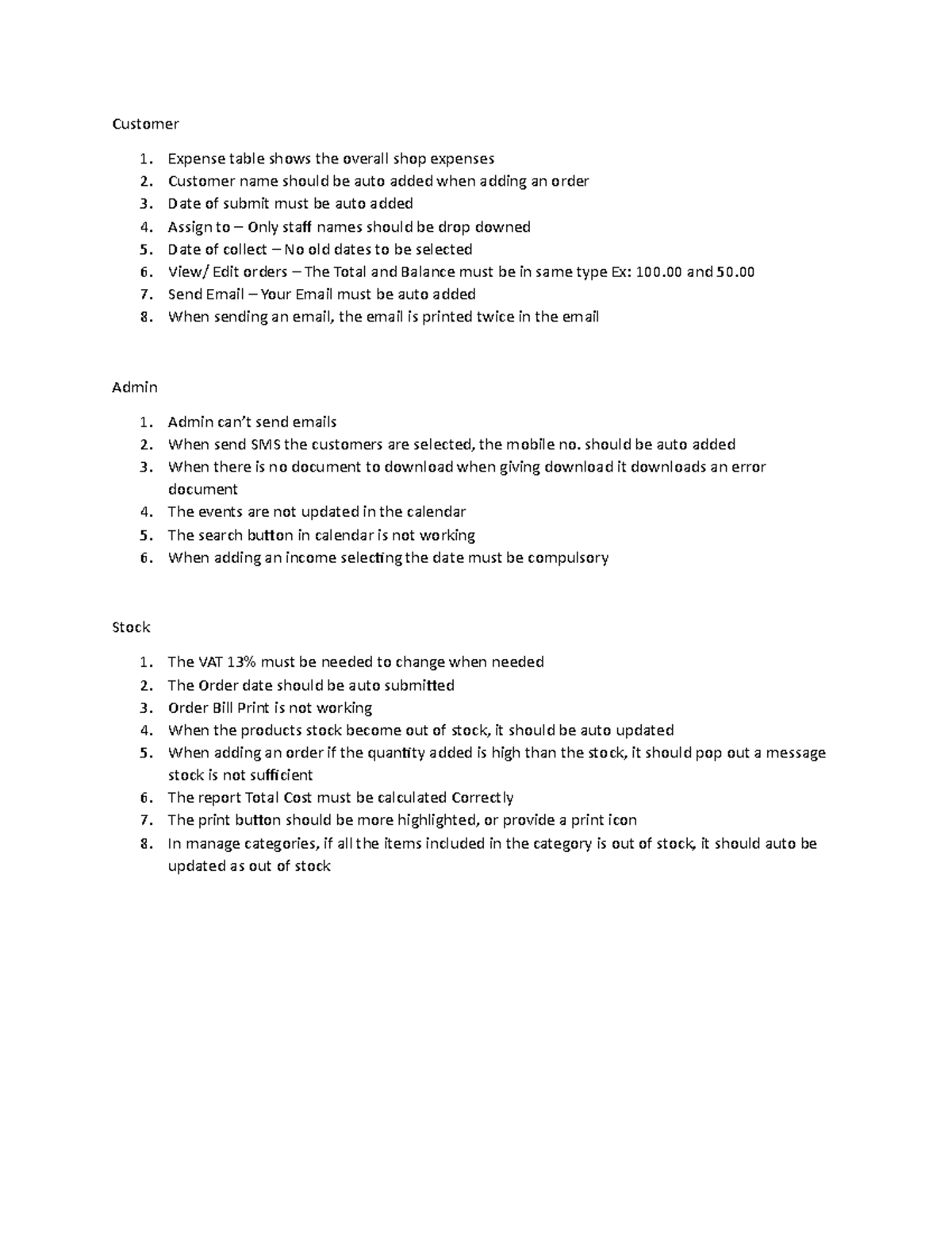 Errors -communication - Customer Expense table shows the overall shop ...