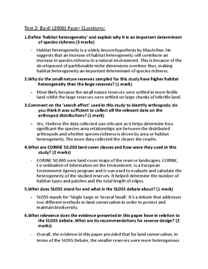 Biogeography Test 3 - Test 3 Work - Test 3: Islands and IBT Questions ...