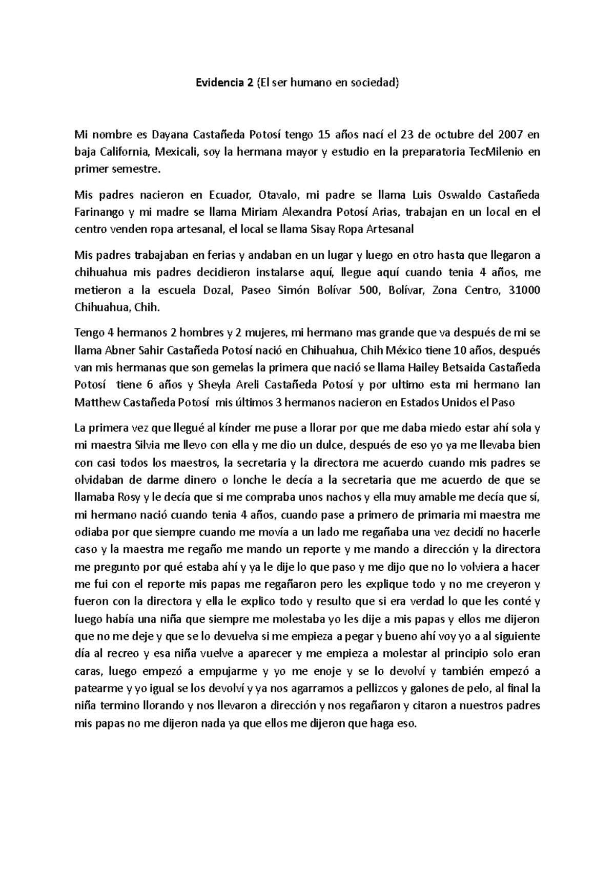 Evidencia 2 (El Ser Humano) - Evidencia 2 (El ser humano en sociedad ...