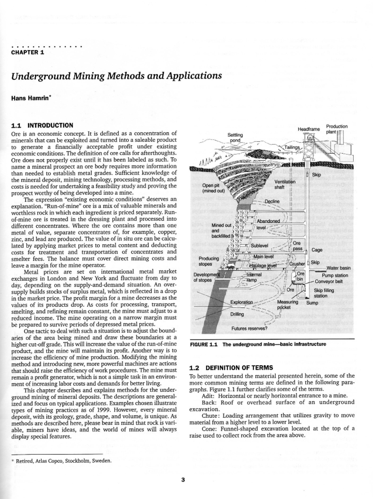 UG Mining Methods HB Chap 01 - CHAPTER 1 Underground Mining Methods and ...