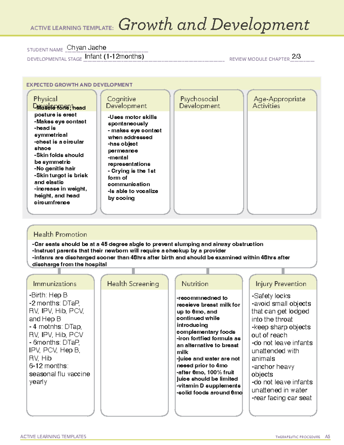 ATI Growth and development infant - ACTIVE LEARNING TEMPLATES ...