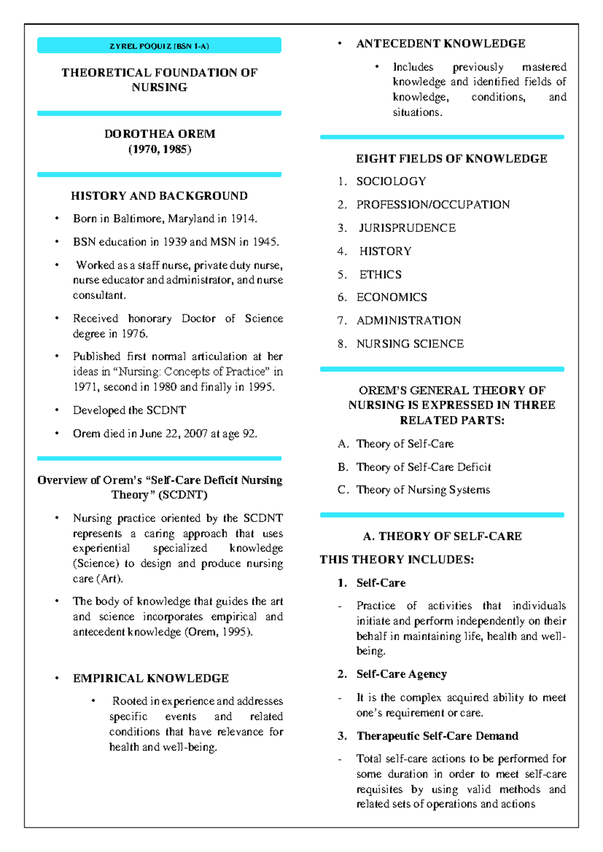 TFN Conceptual Models updated 1 - THEORETICAL FOUNDATION OF NURSING ...