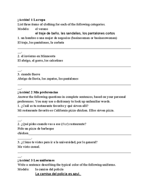 Extended Writing Homework Set 1 - Spanish 1121: Extended Writing Set ...