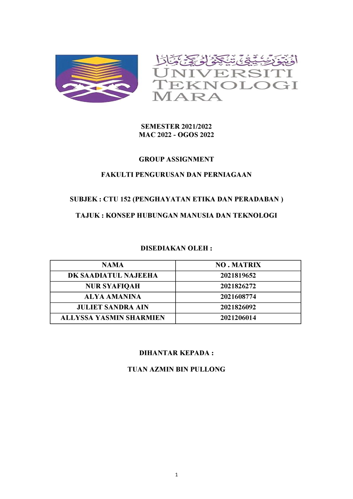 contoh assignment ctu152