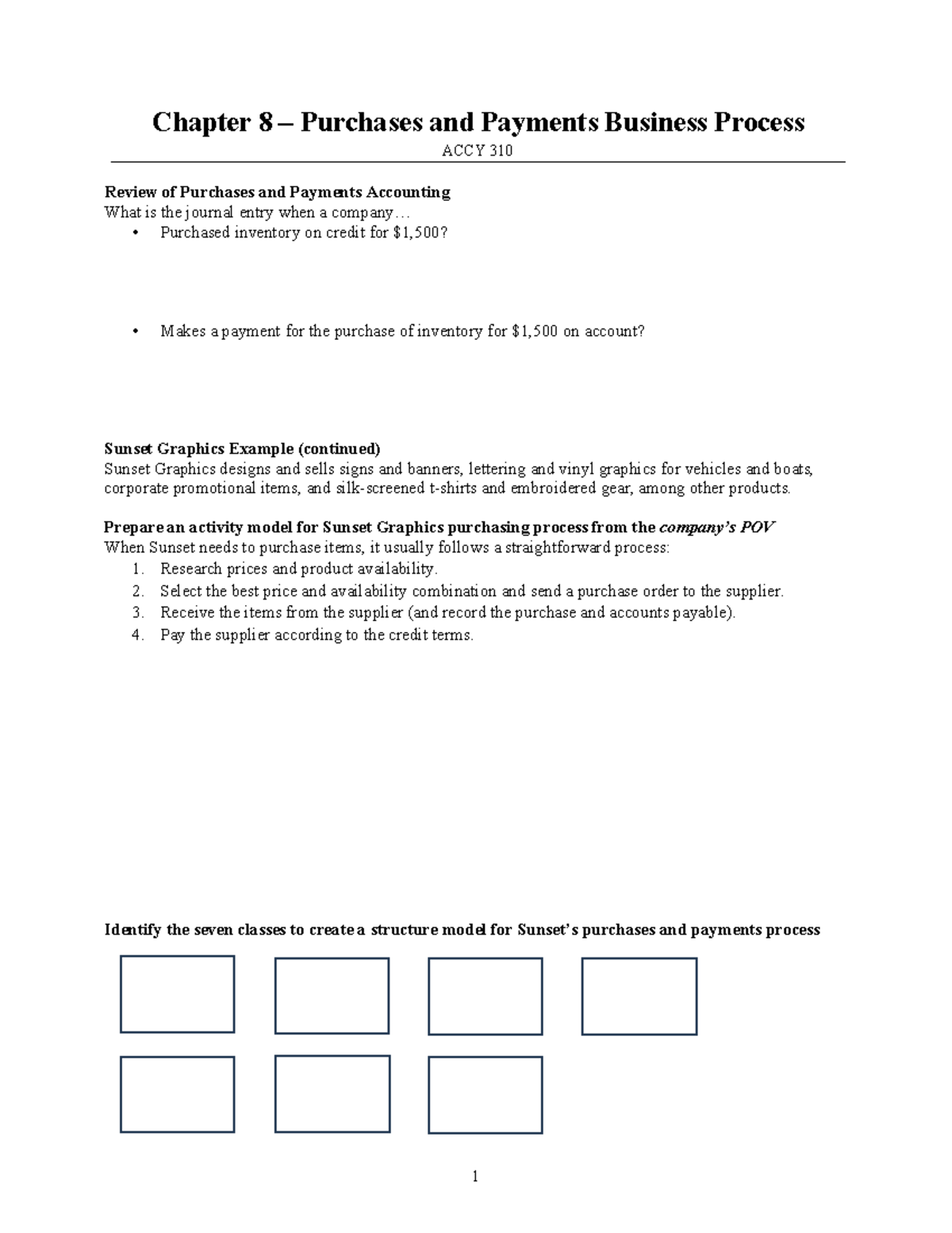 Chapter 8 Handout - practice - Chapter 8 – Purchases and Payments ...