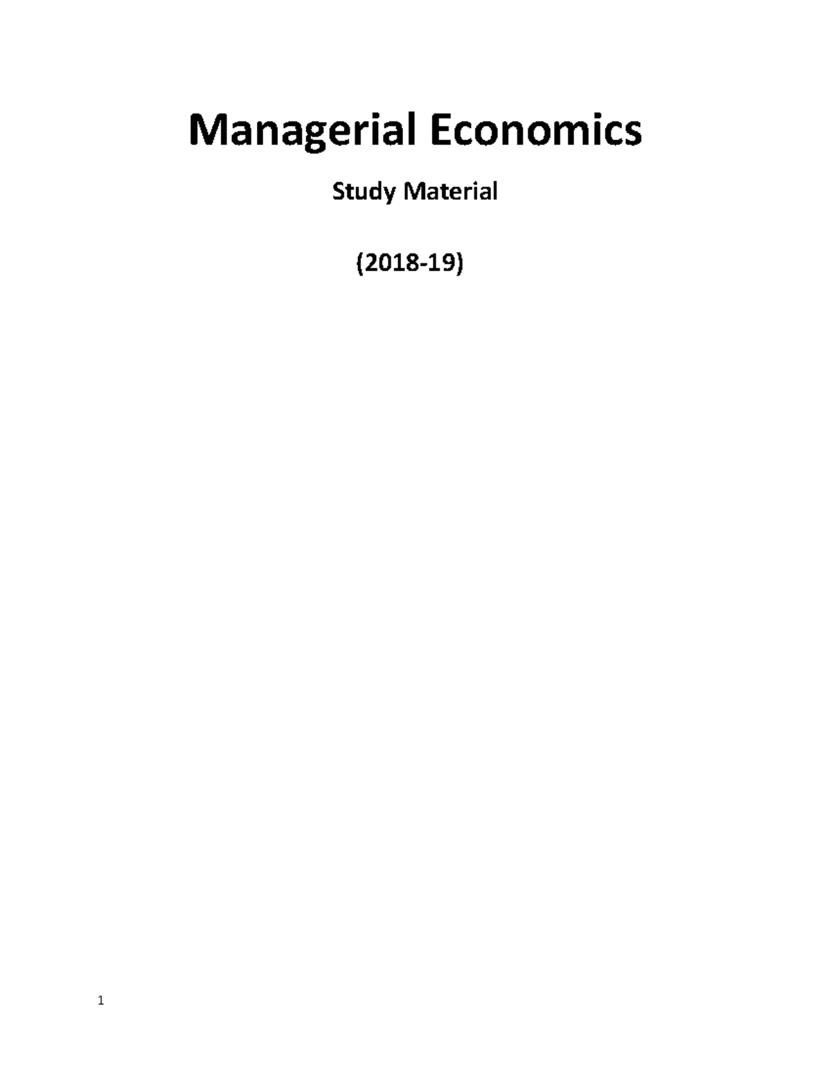 Managerial Economics Booklet Managerial Economics Study Material 1