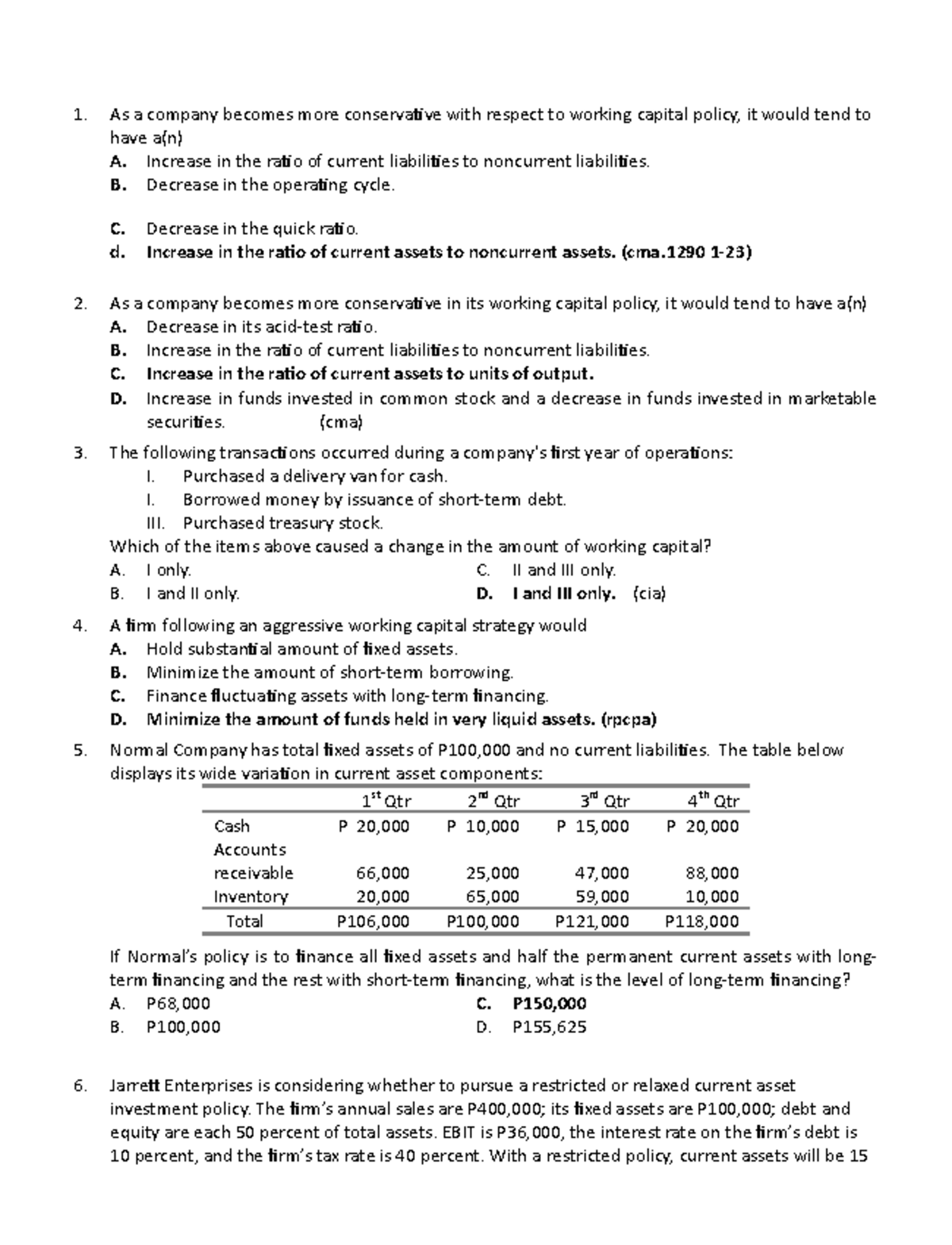 481663213 Practice Quiz Review of Working Capital - As a company ...