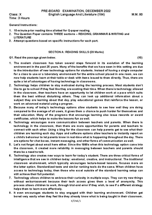 Class X Pre board Exam 22-23