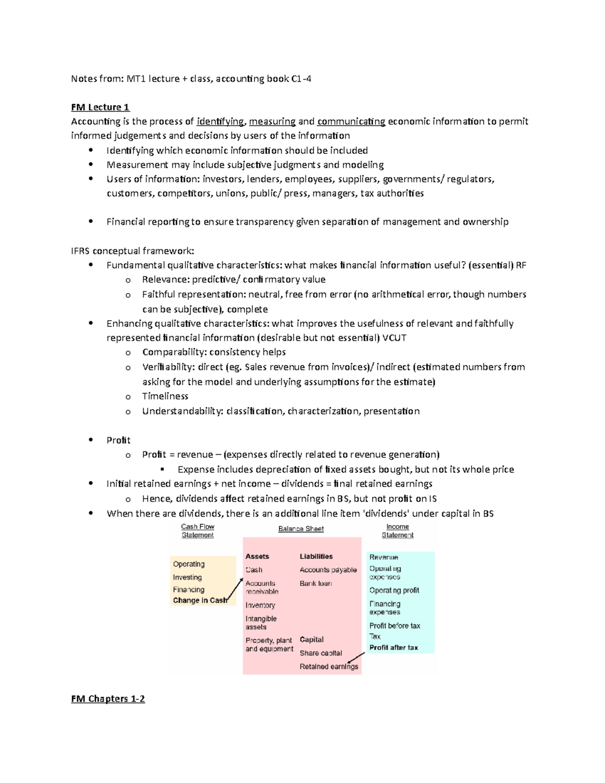 Fm Notes Wk1 Overview Notes From Mt1 Lecture Class Accounting Book C1 Fm Lecture 1 Fm Notes Wk1 Overview Notes From Mt1 Lecture Class Accounting Book C1 Fm Lecture 1
