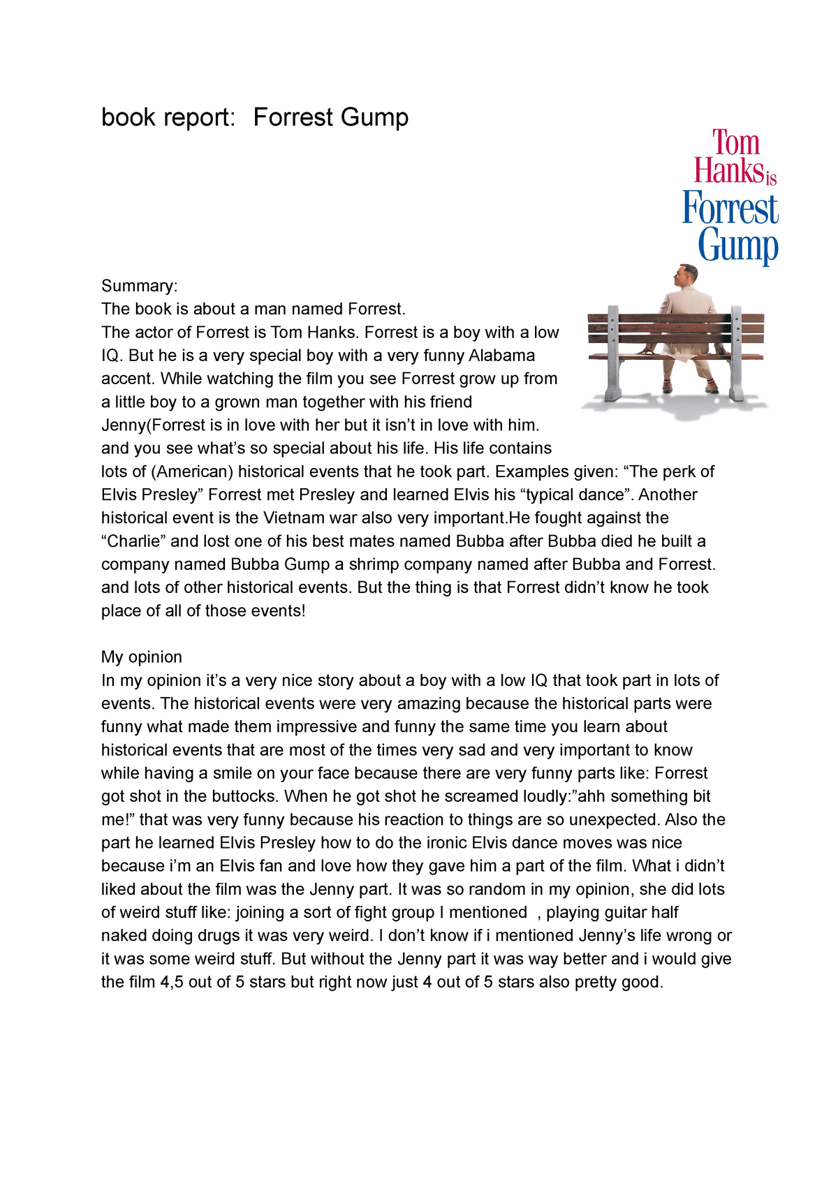 book review forrest gump