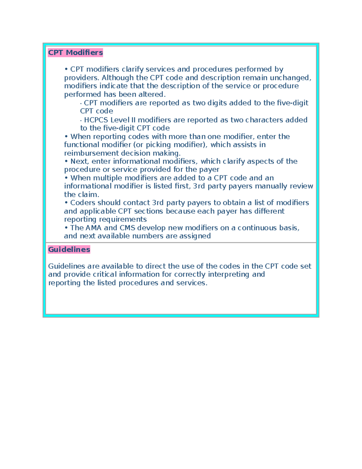 CPT Modifiers & Guidlines - CPT Modifiers - CPT modifiers clarify ...