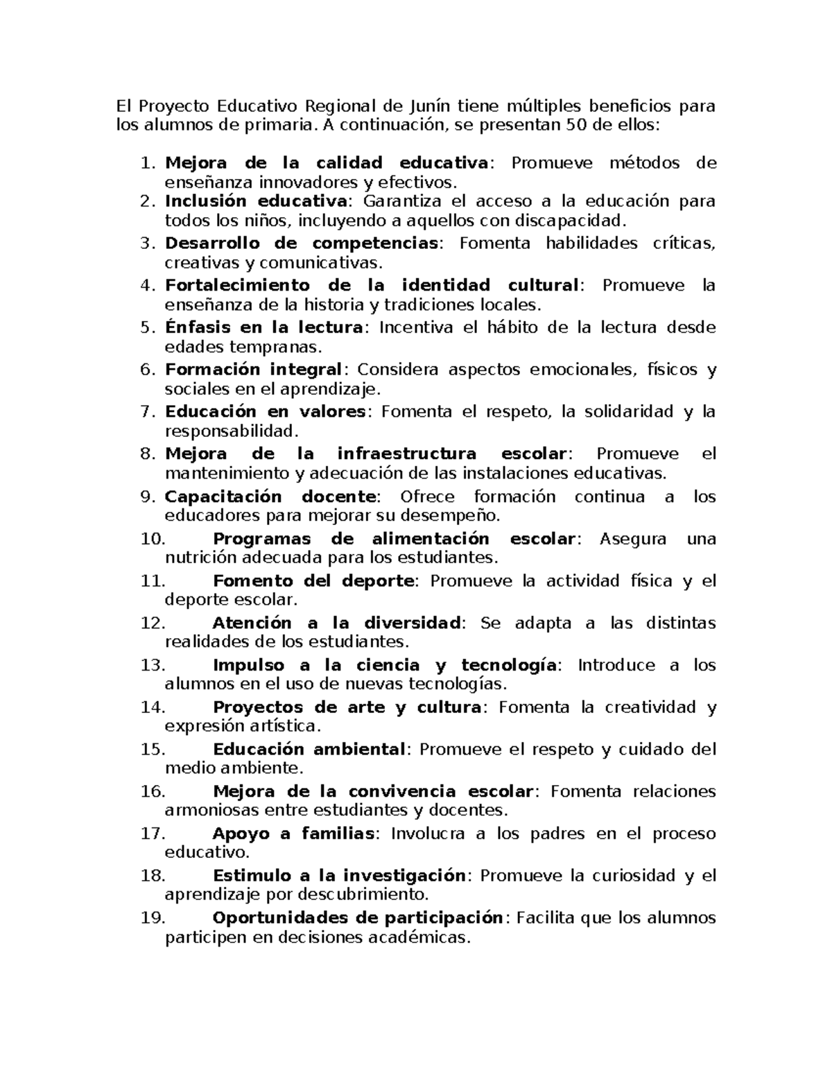 El Proyecto Educativo Regional De Jun N Tiene M Ltiples Beneficios Para