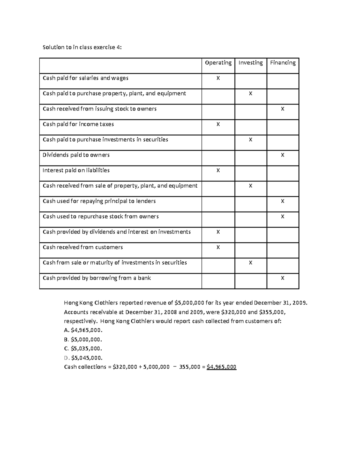 Solution to in class exercise 4 - Spring 2019 - Solution to in class ...