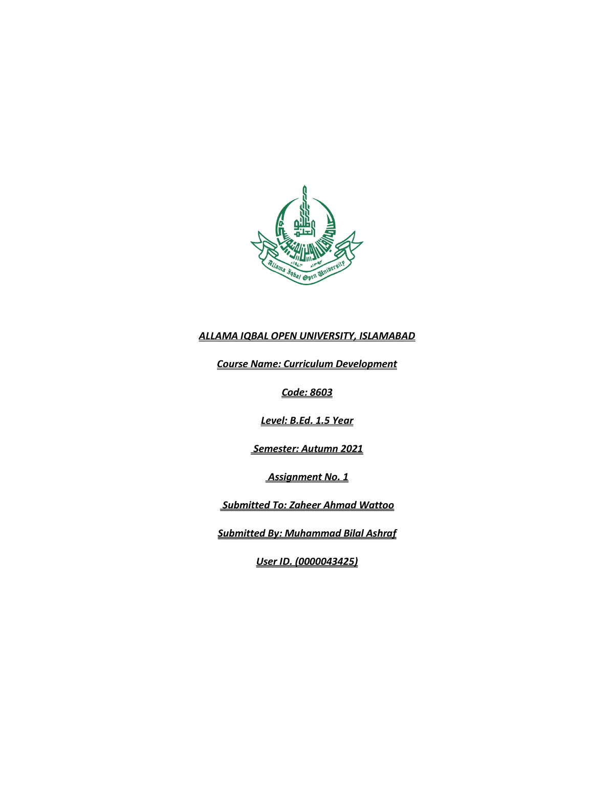 allama iqbal open university solved assignment autumn 2021