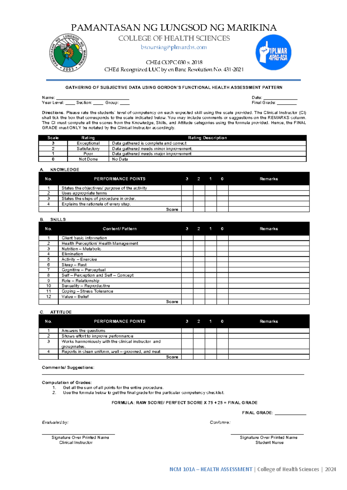 Copy of 01 - HA - Gathering of Subjective Data Using Gordons Functional ...
