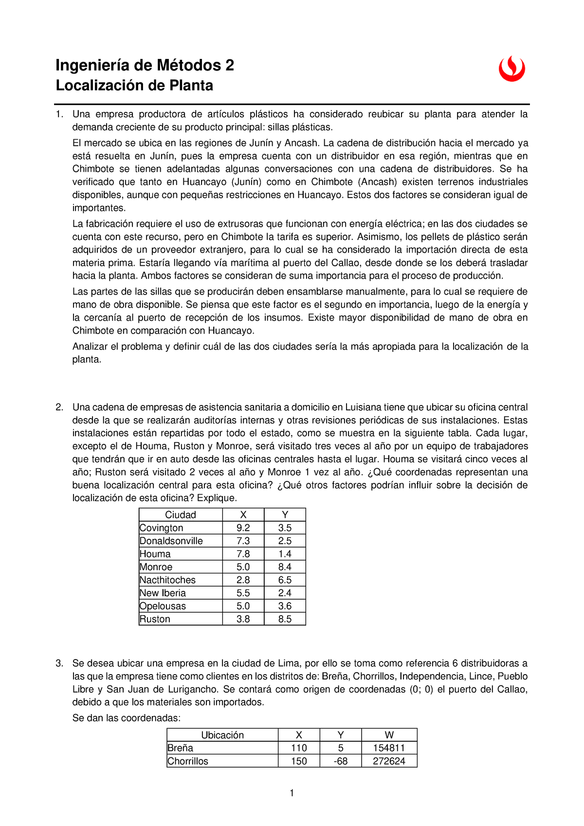 Ejercicios Planta Ninguna Ingenier A De M Todos Localizaci N De Planta Una Empresa