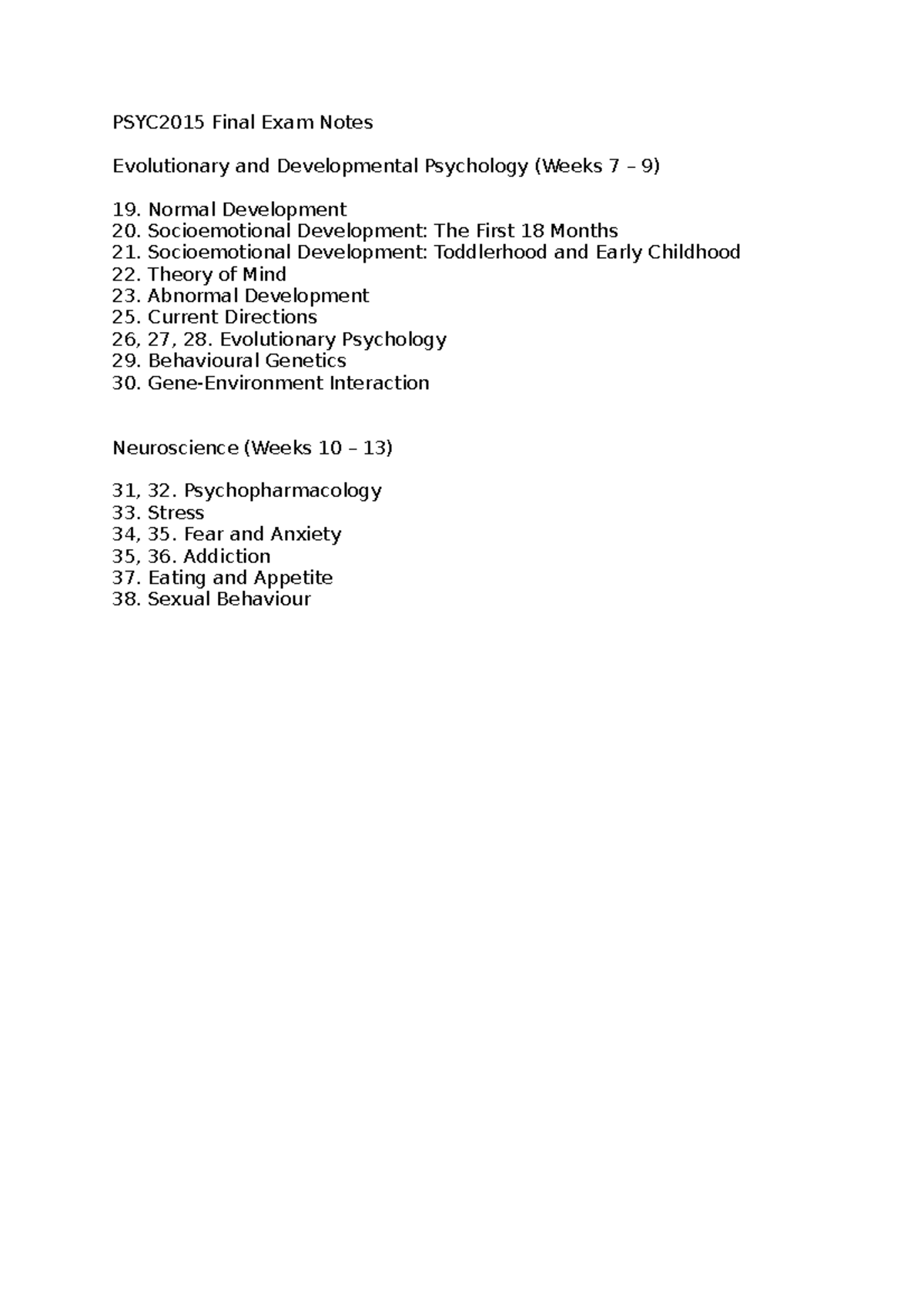 PSYC2015 Final Exam Notes - Lecture Content - PSYC2015 - USyd - Studocu