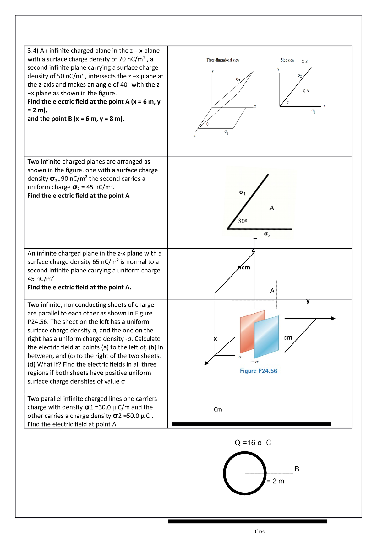 Gauss Law Problems - lkmlml - x y z ncm ncm A Cm Q =16 o C r = 2 m B An ...