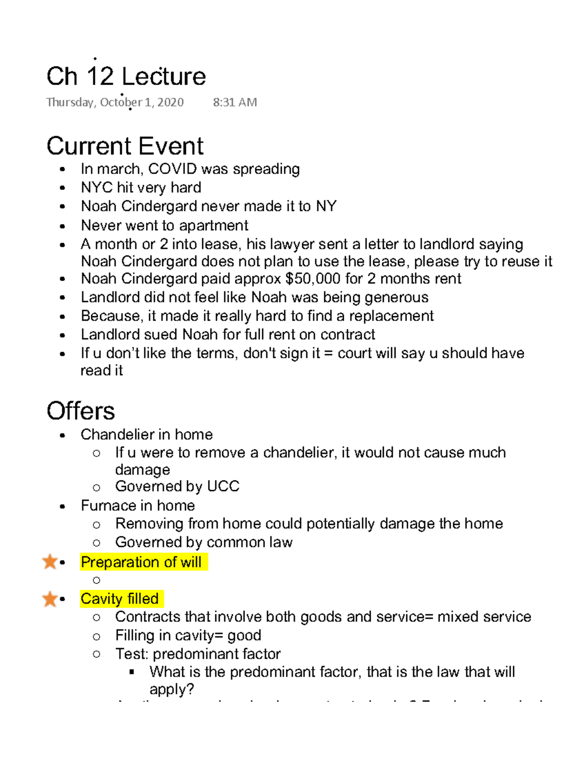 Ch 12 Lecture Notes - Current Event In march, COVID was spreading NYC ...