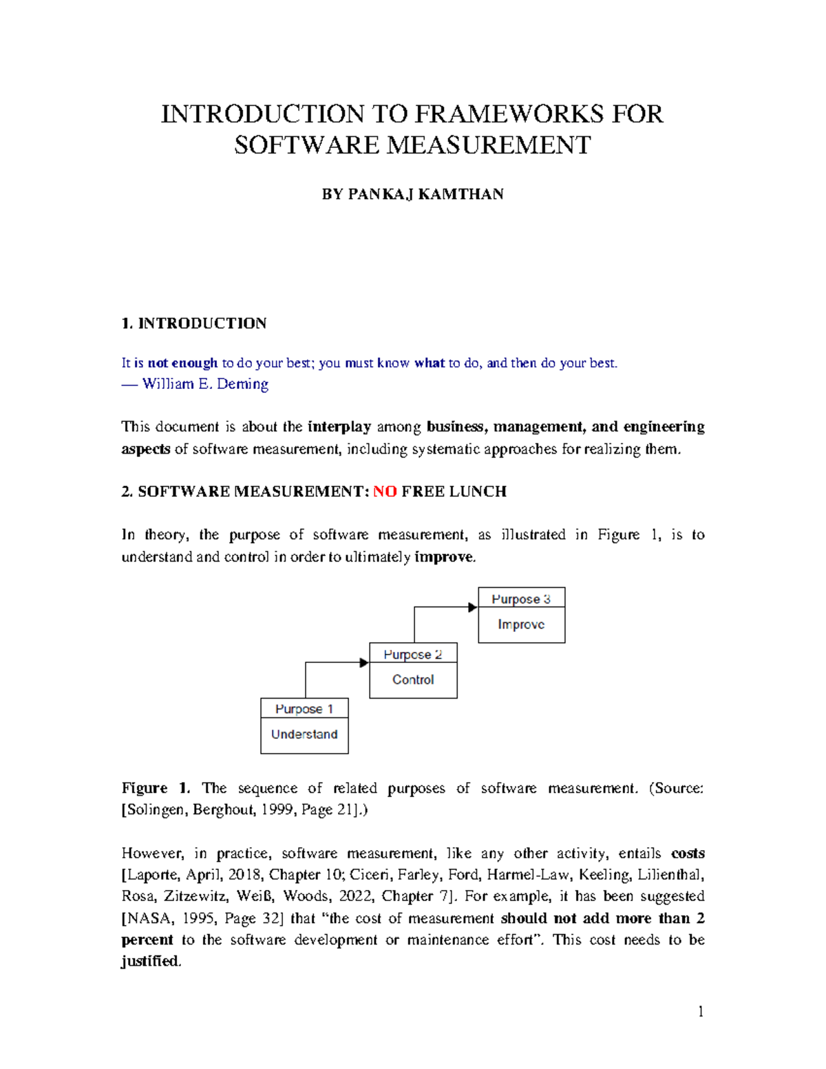 Software measurement frameworks introduction - INTRODUCTION TO ...