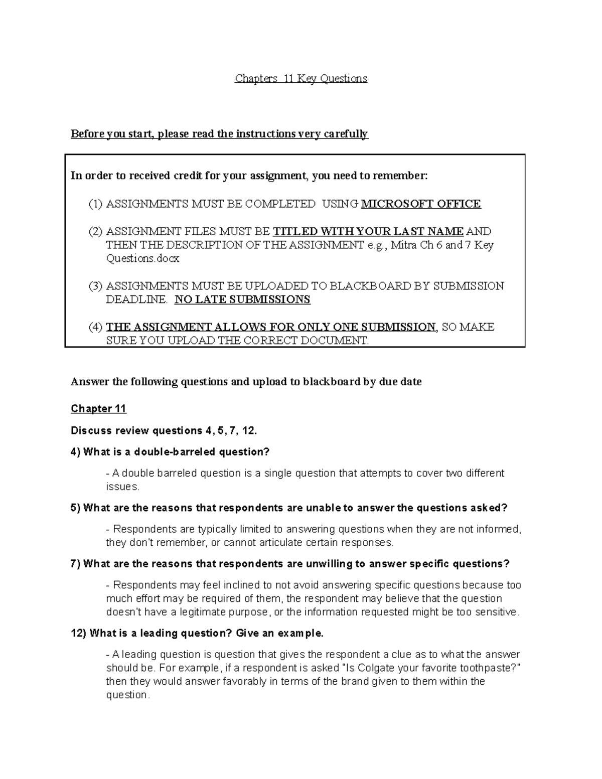 Chapter 11 Key Questions - Chapters 11 Key Questions Before you start ...