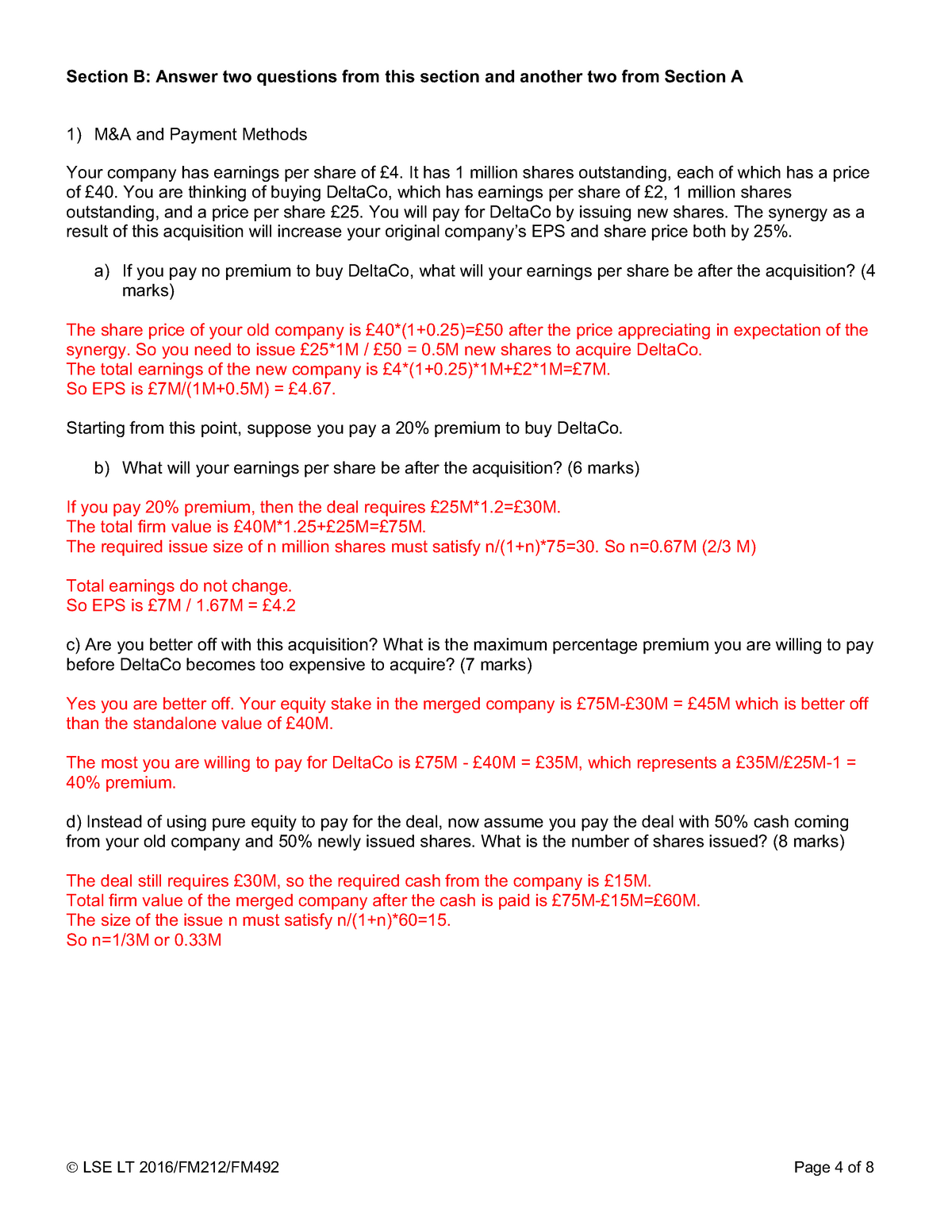 Exam 2016, Answers - Section B: Answer Two Questions From This Section ...