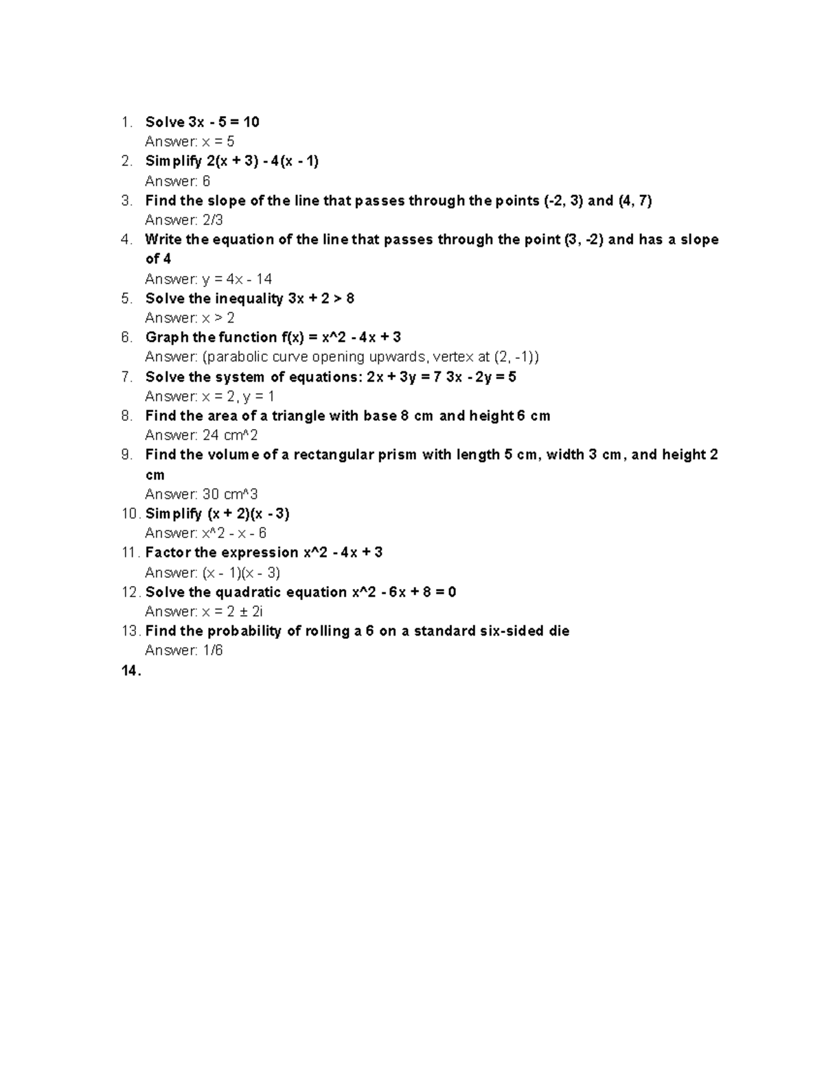 math-9-solve-3x-5-10-answer-x-5-simplify-2-x-3-4-x-1
