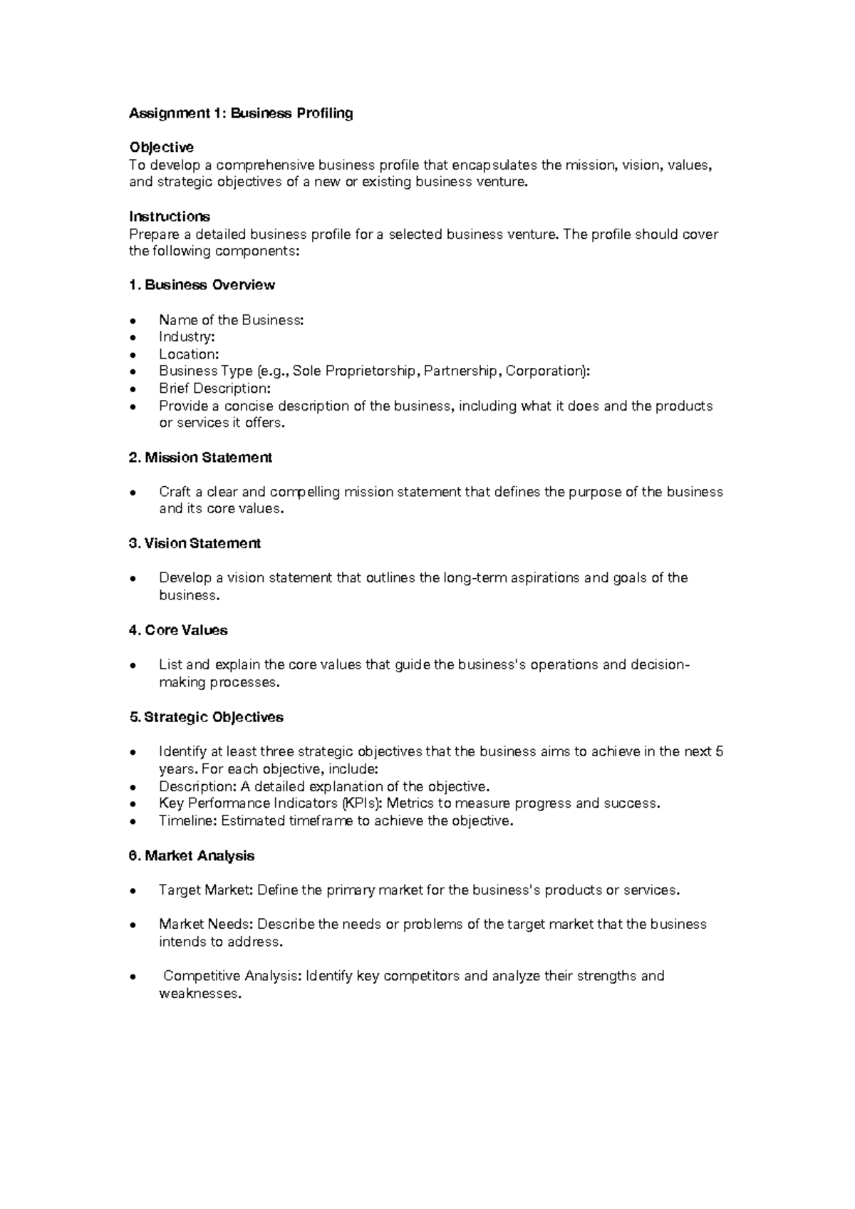 Workplace Assignment 1 - Assignment 1 : Business Profiling Objective To ...