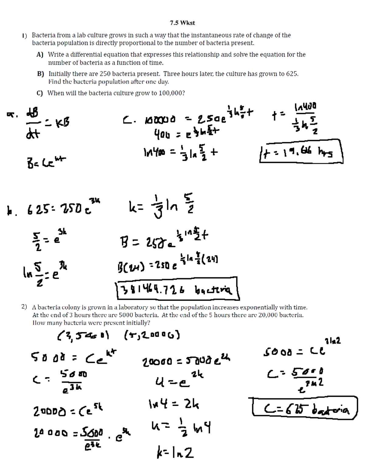 [ Student] - 7.5 Wkst - MATH 181 - 7 Wkst 1) 2) 3) 4) - Studocu