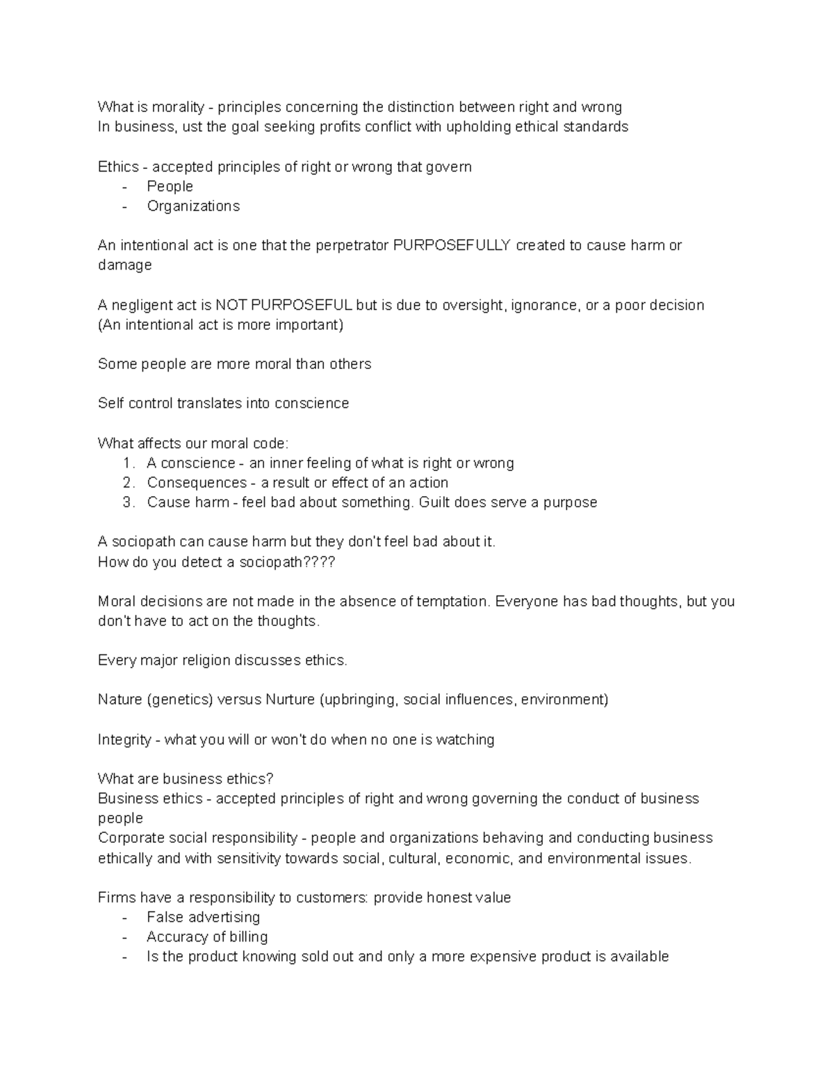 Chapter 2 Business Ethics - What Is Morality - Principles Concerning ...