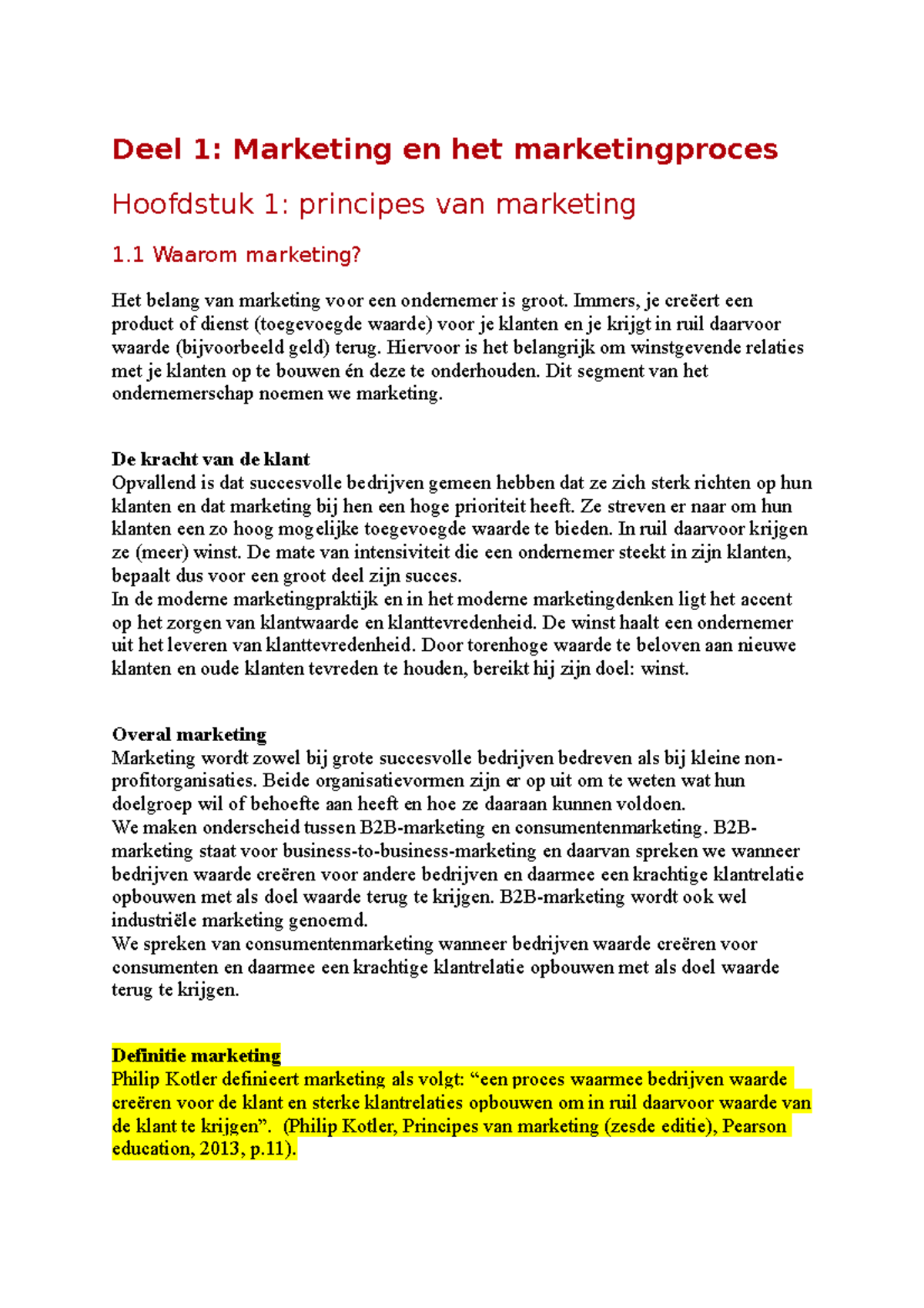 Marketing Samenvatting - Deel 1: Marketing En Het Marketingproces ...