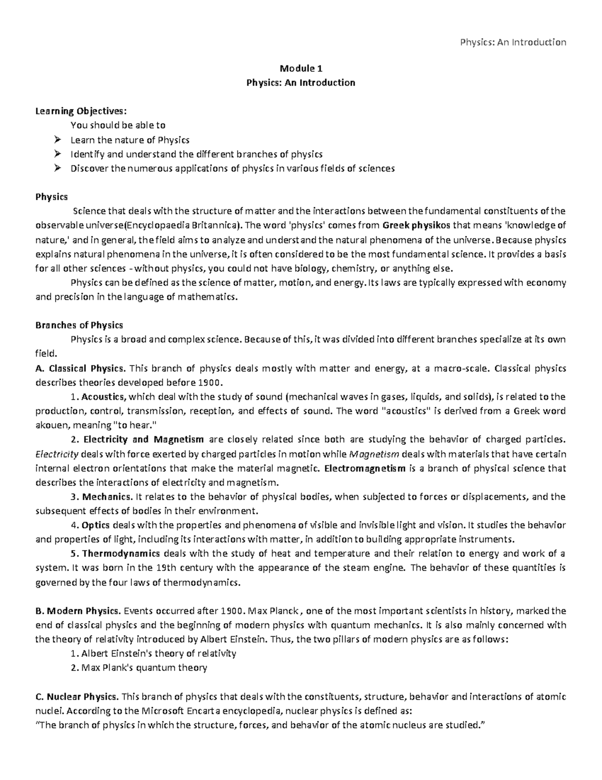 PHY03 Module 1- An Introduction to Physics - Physics: An Introduction ...