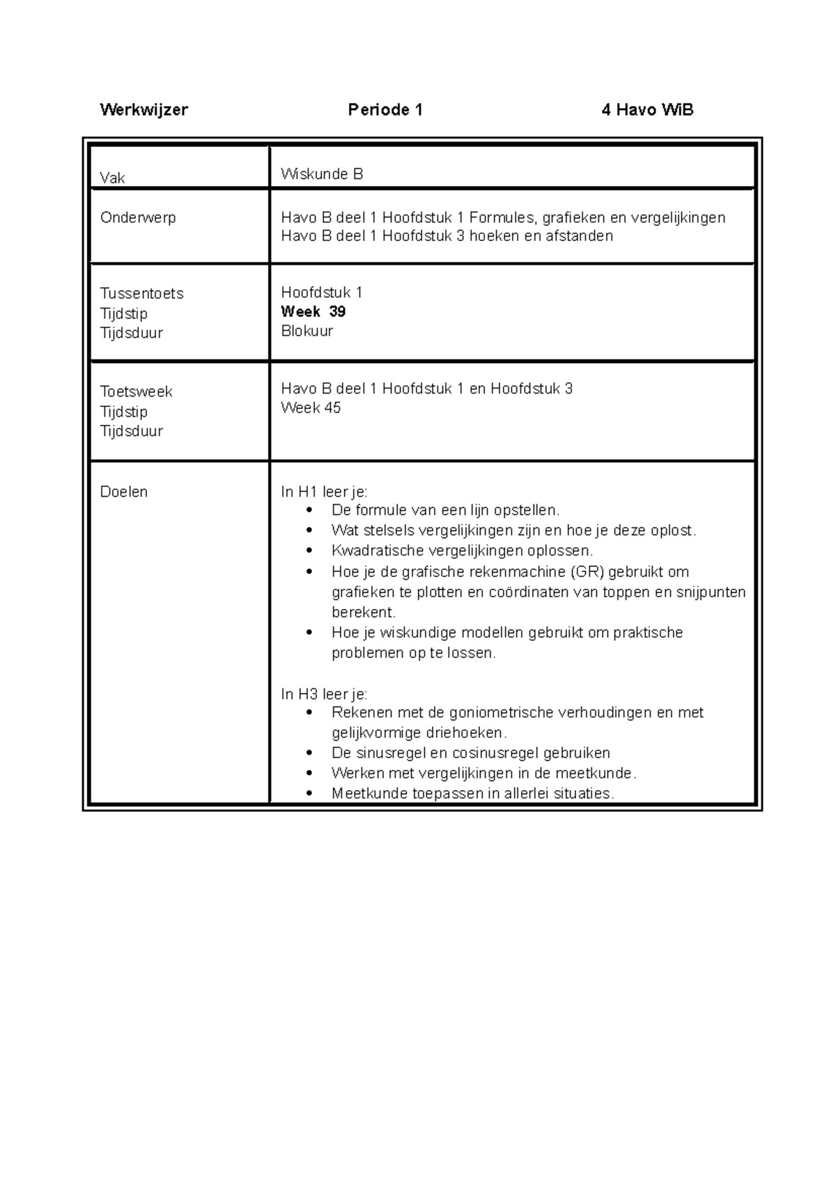 4-Havo-wis B-werkwijzer Periode 1 2022-2023 - Werkwijzer Periode 1 4 ...