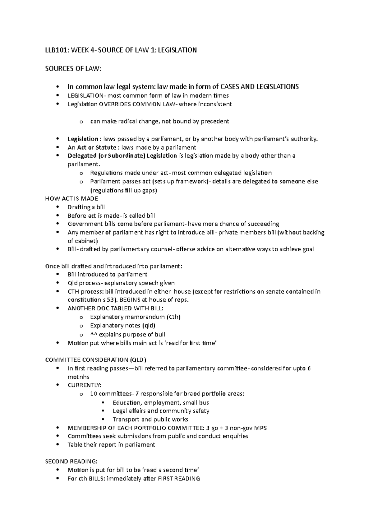 LLB101- week 4 lec - week 4 lecture notes - LLB101: WEEK 4- SOURCE OF ...