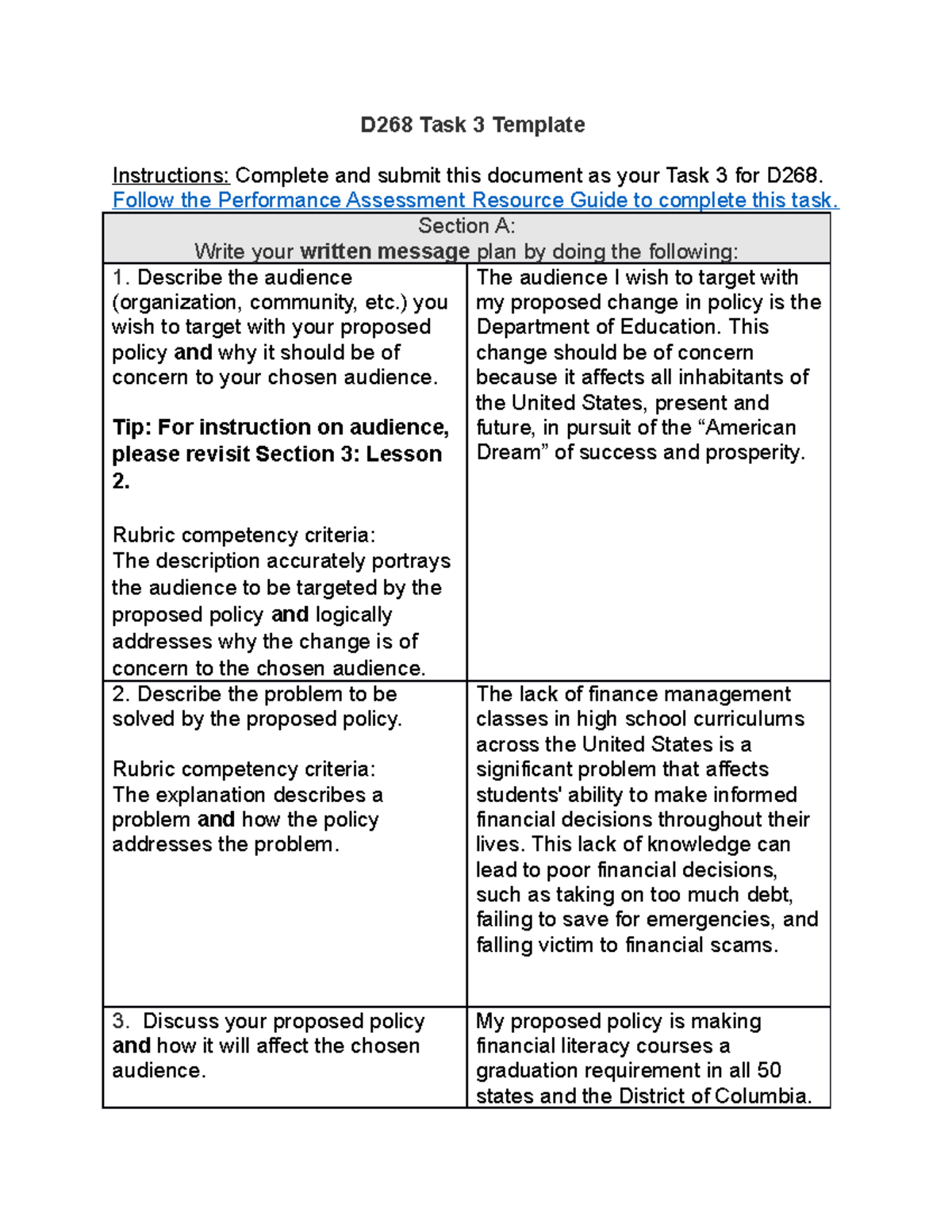 RRM2 D268 Task 3 - D268 Task 3 Template Instructions: Complete And ...