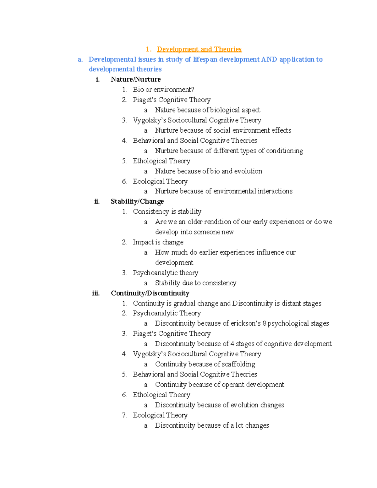 HP 252 exam 1 study guide - 1. Development and Theories a ...
