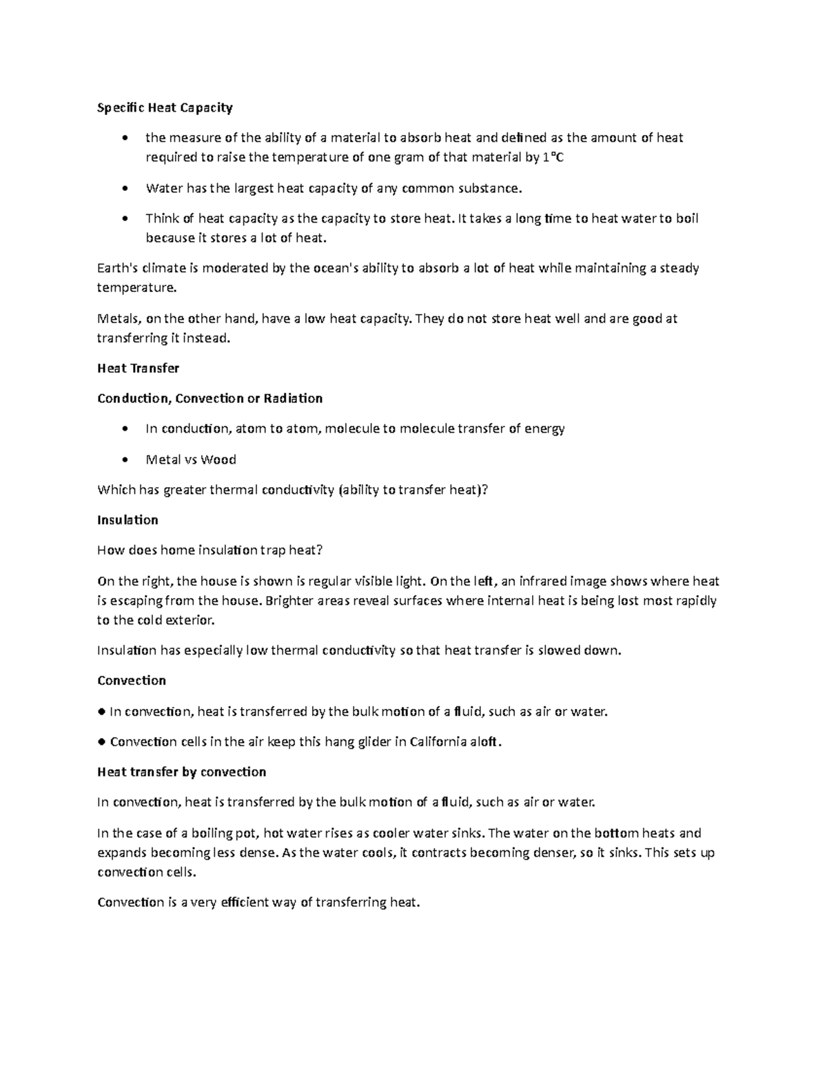 Lecture Notes 24 Specific Heat Capacity the measure of the ability