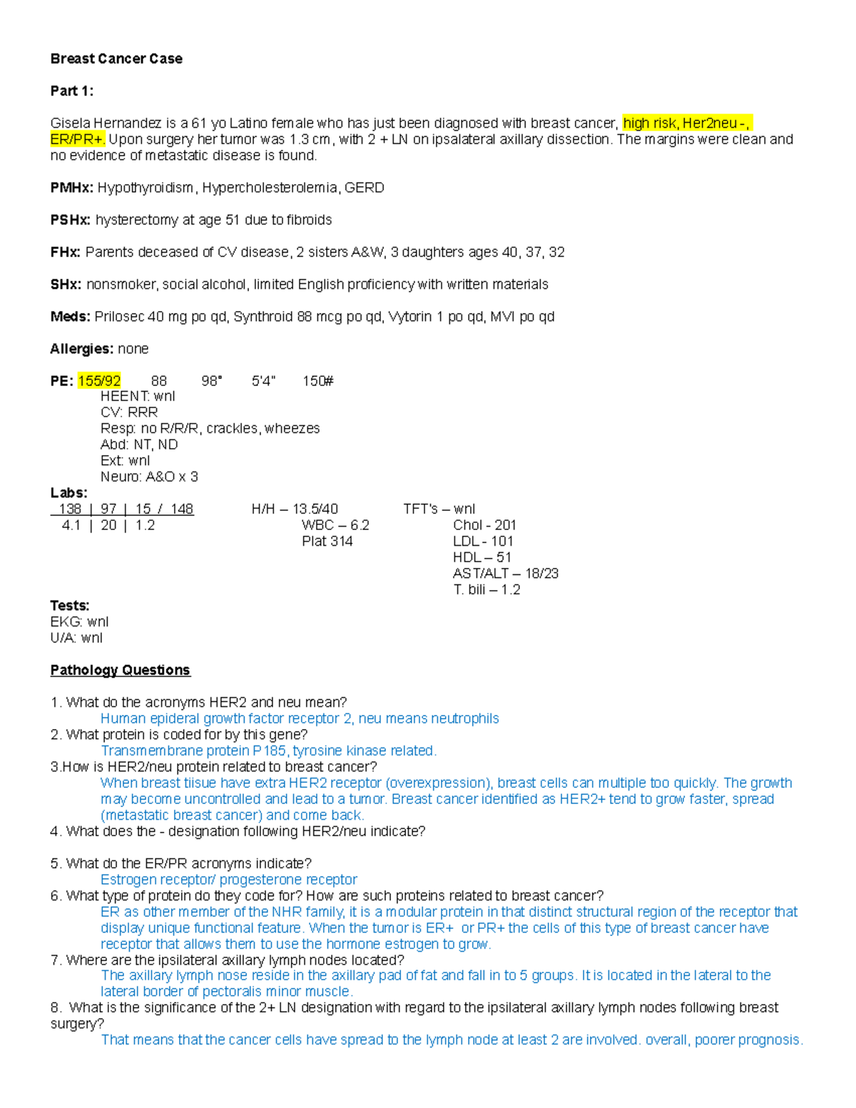 Breast Cancer Case 2022 Revised 10-31-22 - Breast Cancer Case Part 1 ...
