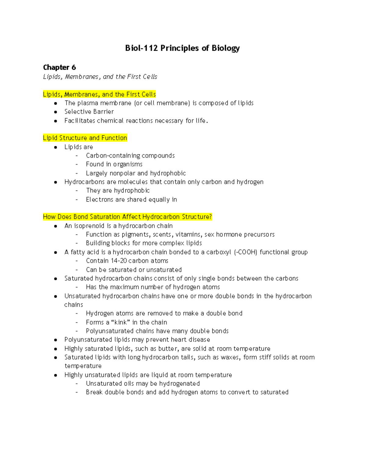 Biol112 Principles of Biology Chapter 6 Biol112 Principles of
