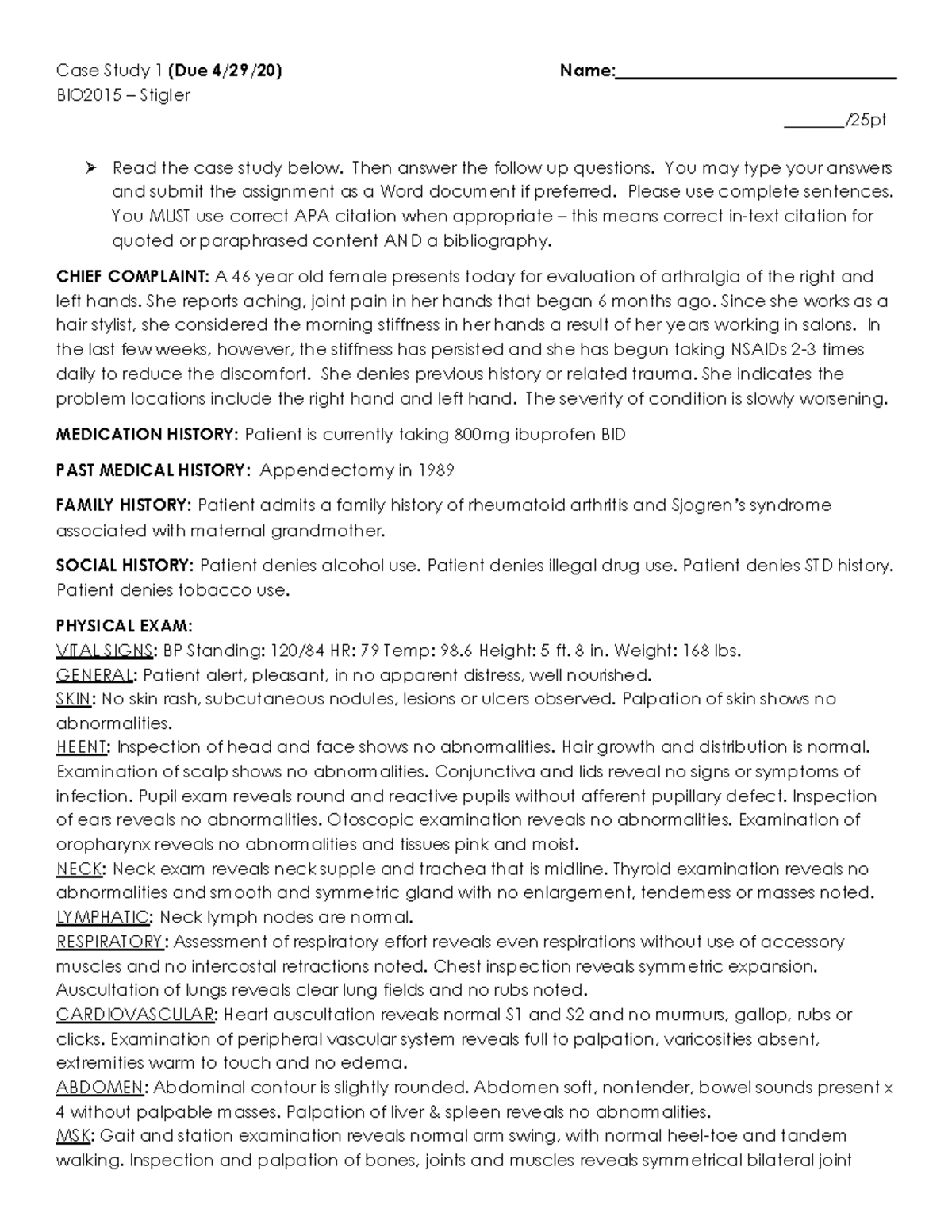 homework case study analysis