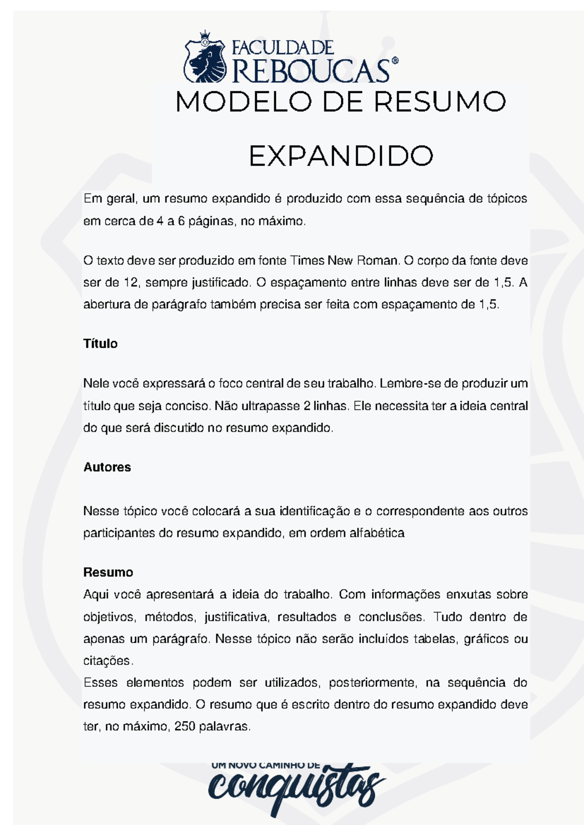 0016902 Orientauoes para o Resumo expandido - MODELO DE RESUMO ...