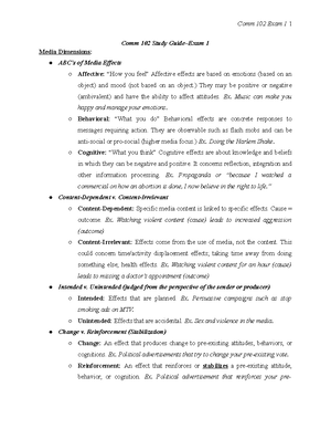 Comm 102 Exam #3 Study Guide - Comm 102 Exam #3 Study Guide Media ...