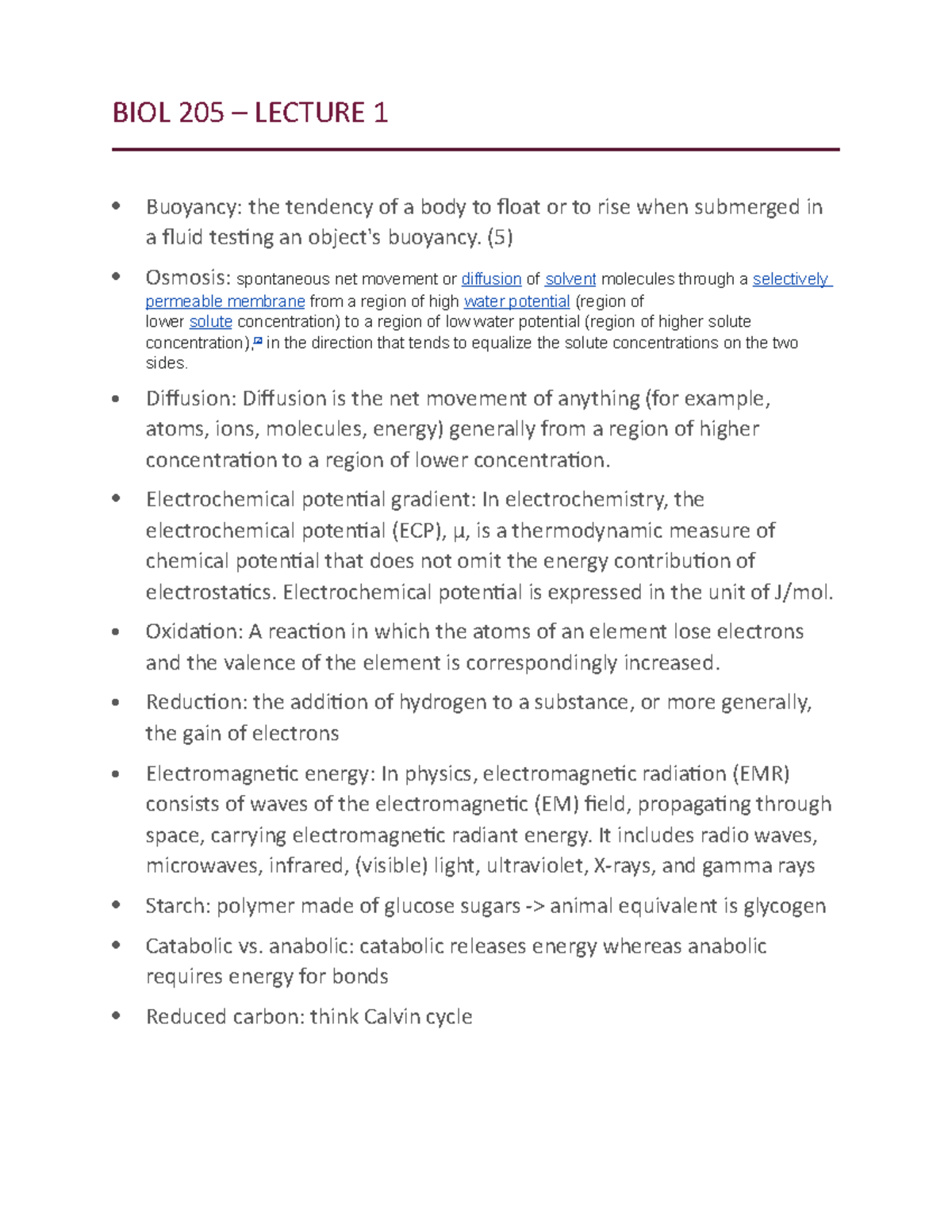 BIOL 205 lectures 1-4 & 6 - BIOL 205 – LECTURE 1 Buoyancy: the tendency ...