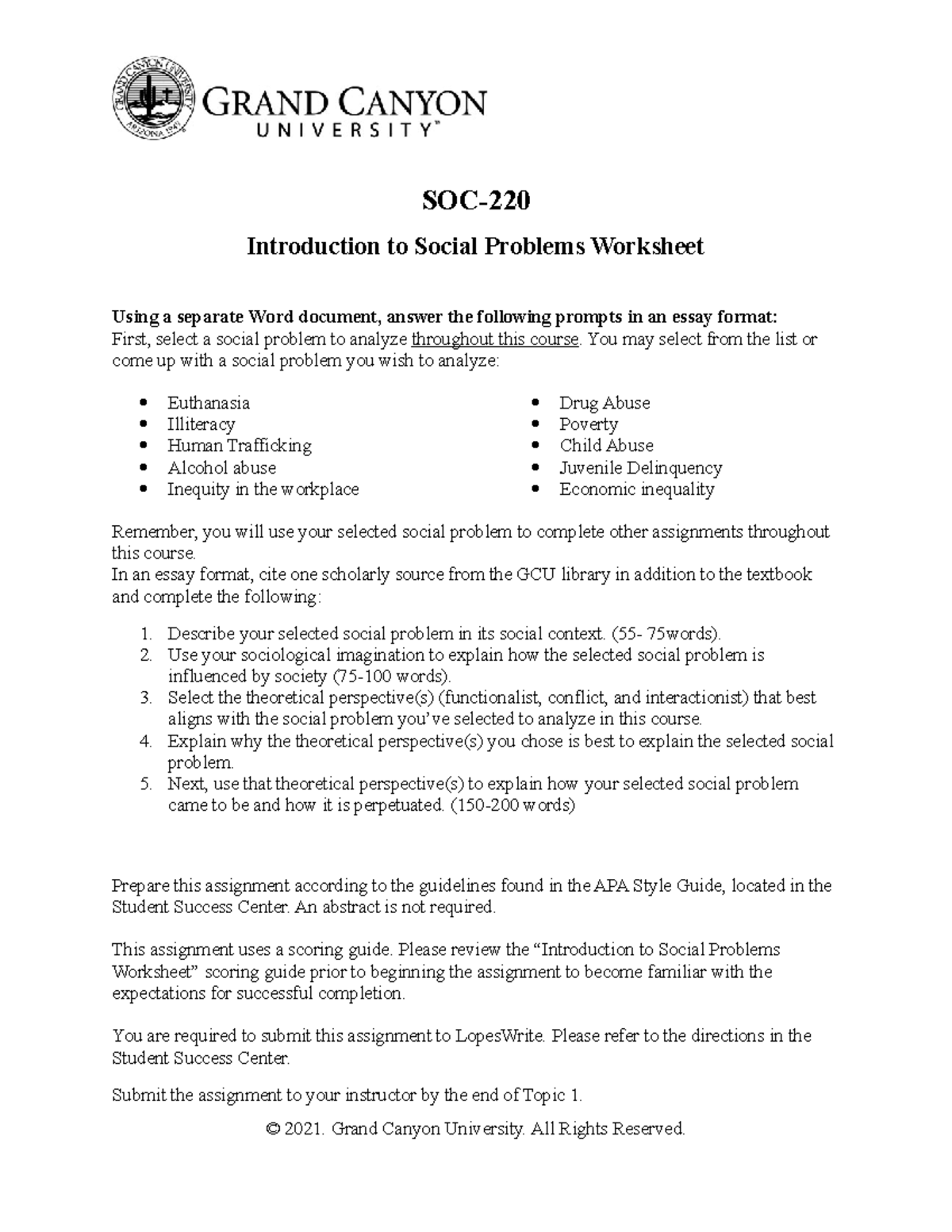 SOC-220.T1.Introto Social Problems Worksheet - SOC- Introduction to ...