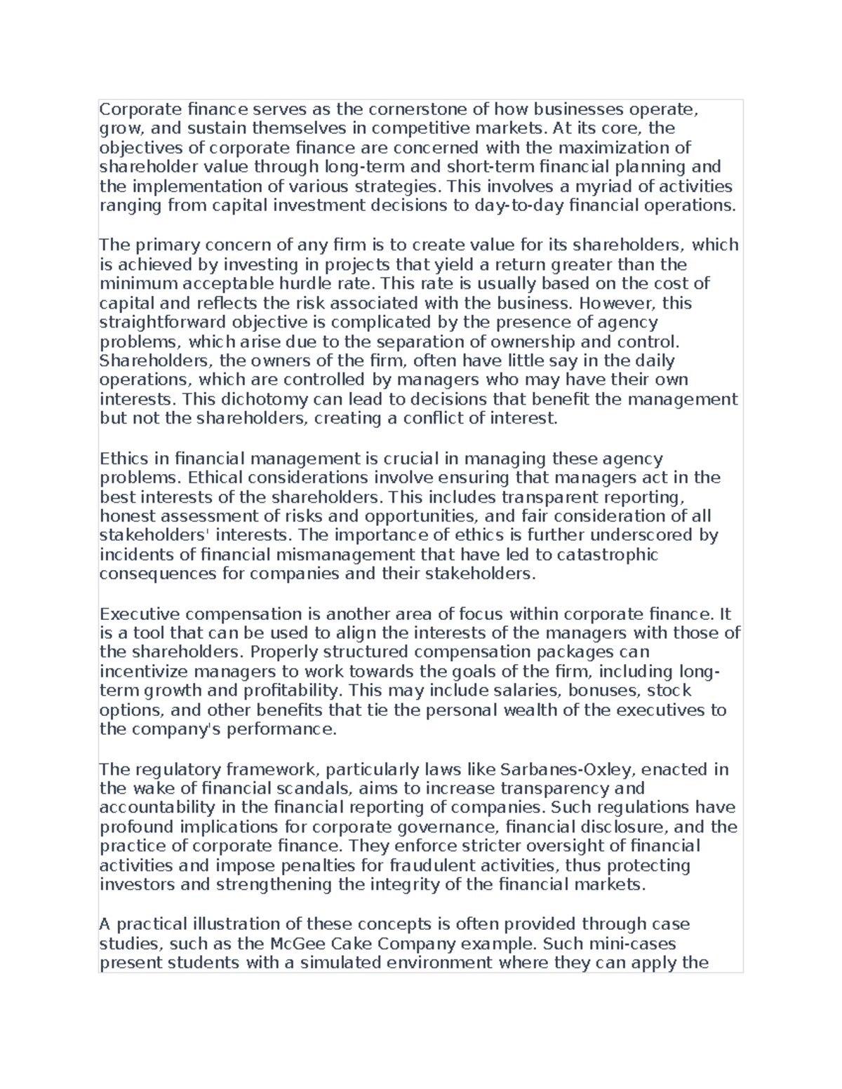Chapter 1 - Summary - Fundamanental of Corporate Finance - Corporate ...