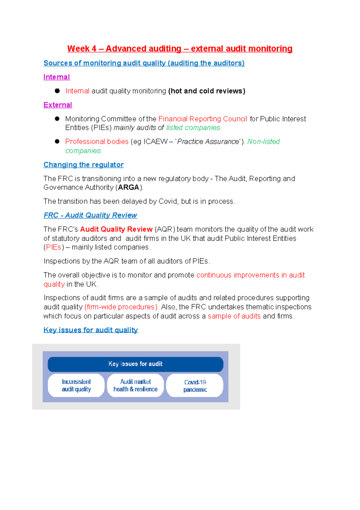 Week 4 Audit Quality Control Week 4 Advanced Auditing External Audit Monitoring Sources Of Studocu