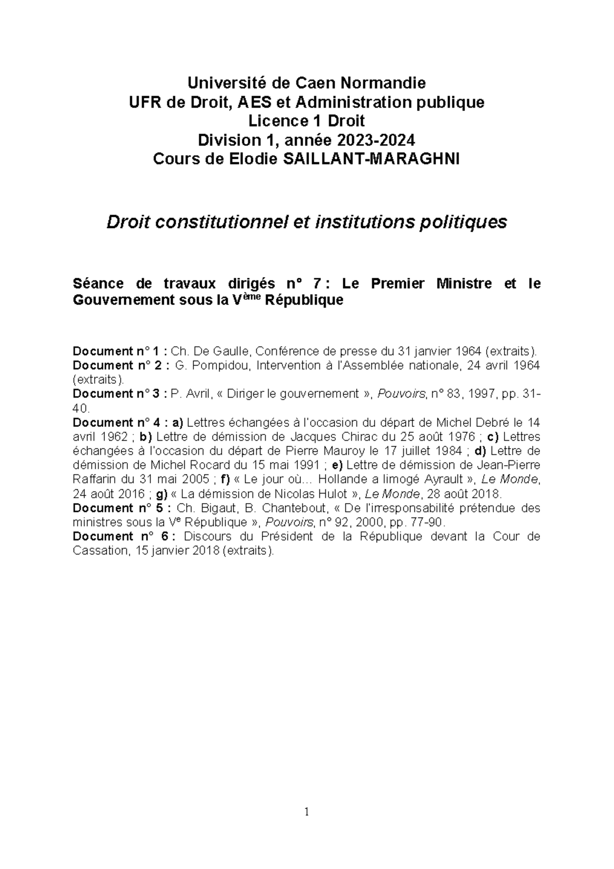 Séance 7 - Le Premier Ministre et le Gouvernement sous la Vème ...