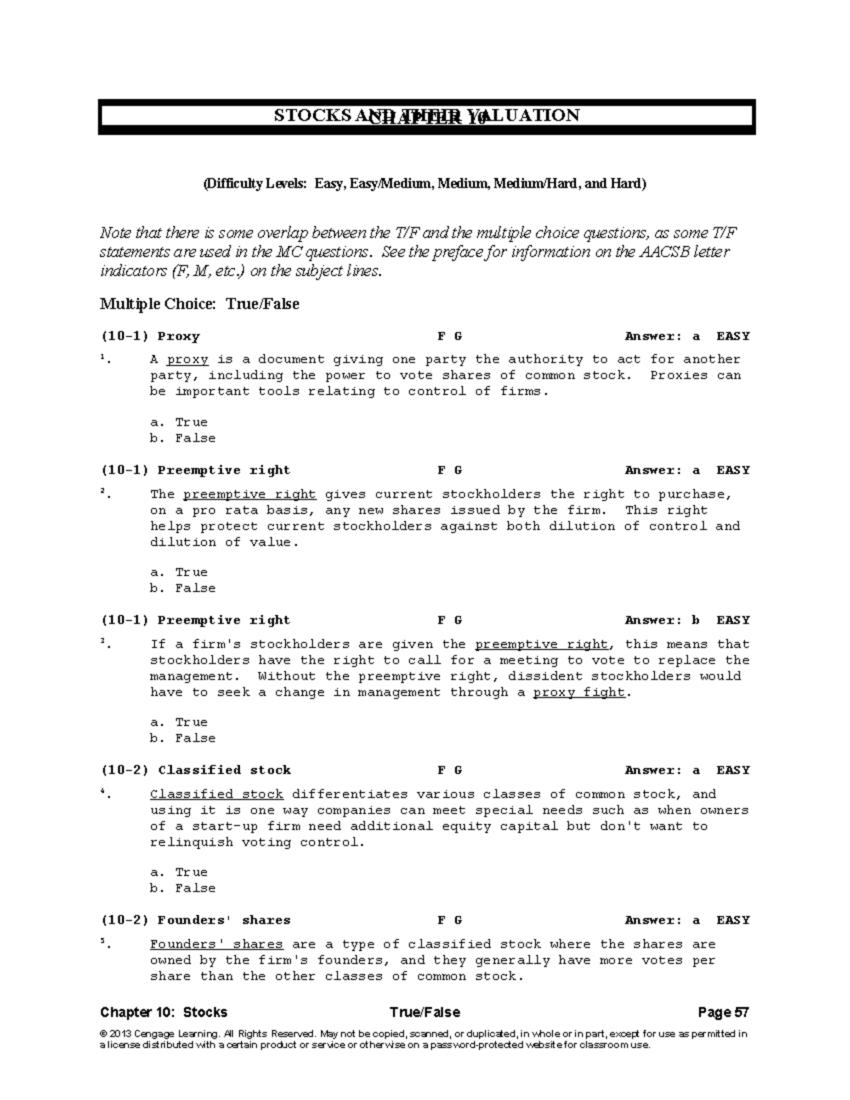 Pdfcoffee Equity Securities (Difficulty Levels Easy, Easy/Medium